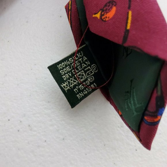 Lauren Ralph Lauren Silk Red Men's Neck  Golf Tie - Picture 4 of 4